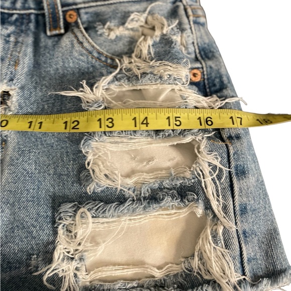 Vintage Levi’s 501 button fly cut off distressed high waist jean shorts - Picture 8 of 8